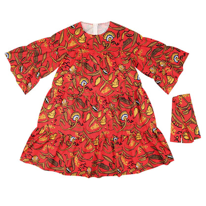 Plus Size African Style Maxi Dress with Ruffle Sleeves