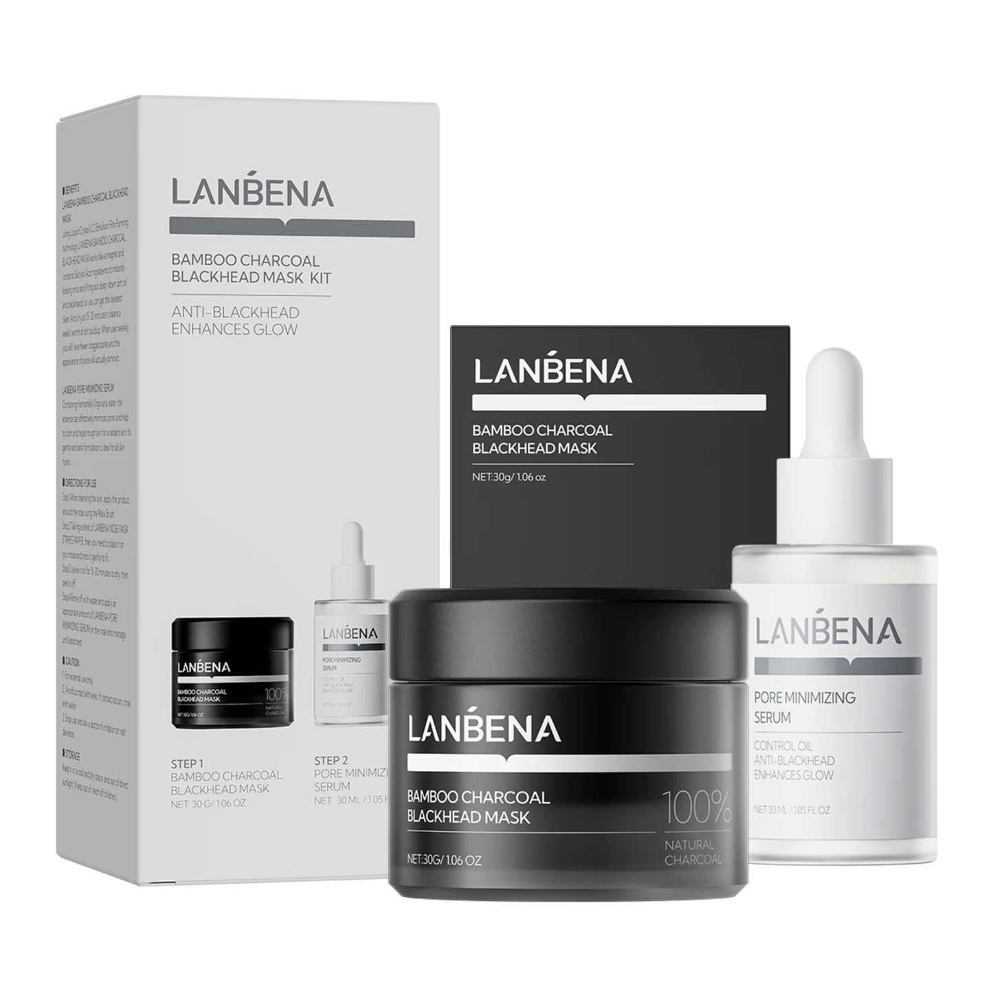 LANBENA Anti-Blackhead Kit – Serum 30g + Repair Cream 30ml | Reduction of Pores & Freckles