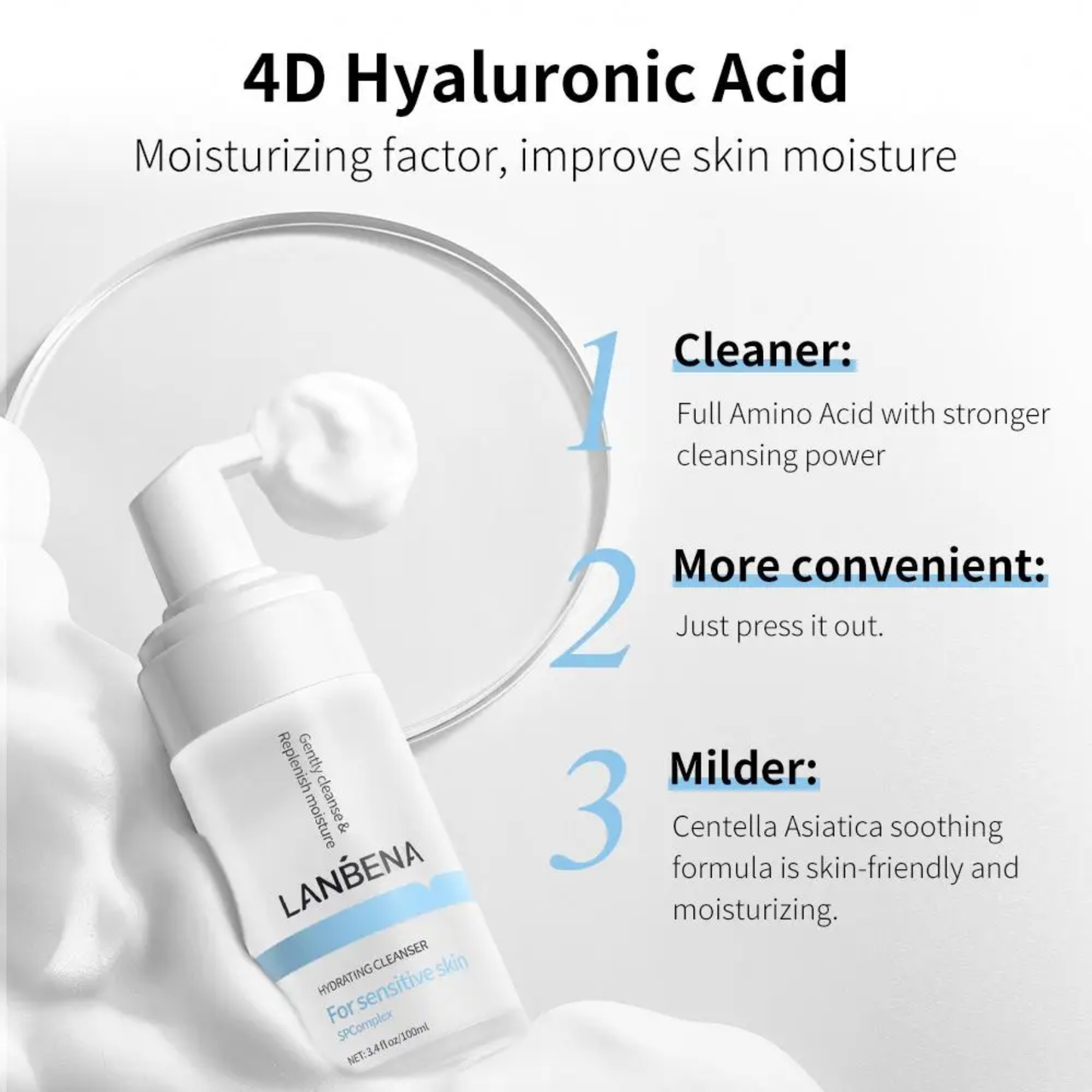 LANBENA Hydrating Cleanser – 4D Acide Hyaluronique