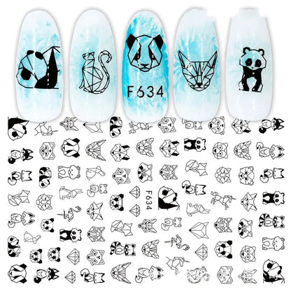 3D Hot Stamping Black & White Nail Stickers Set