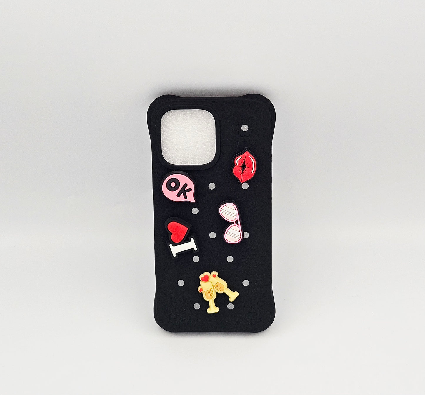 DIY Hole For Charms Silicone Soft Phone Case For 16ProMax