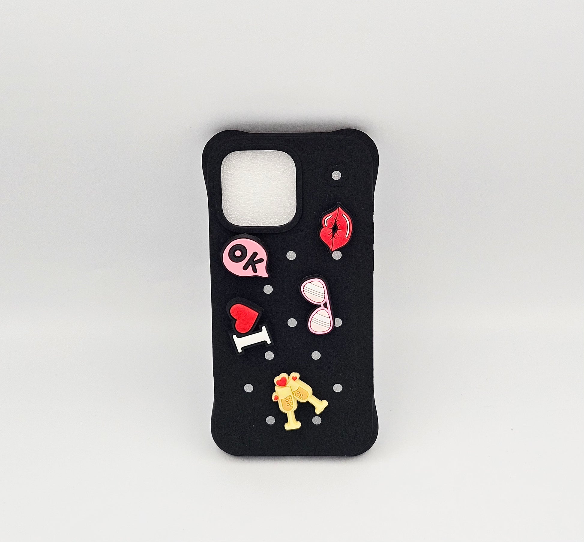 DIY Hole For Charms Silicone Soft Phone Case For 16ProMax