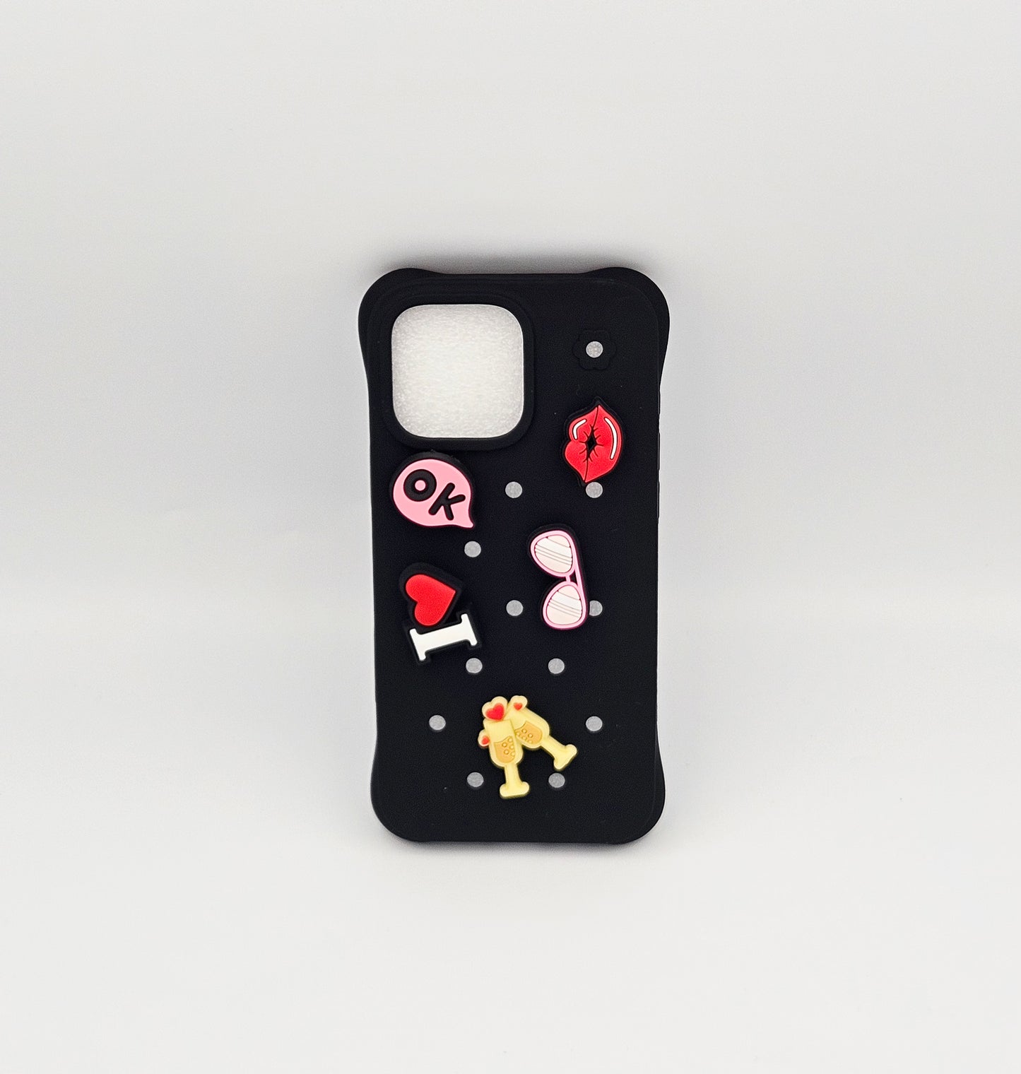 DIY Hole For Charms Silicone Soft Phone Case For 16ProMax