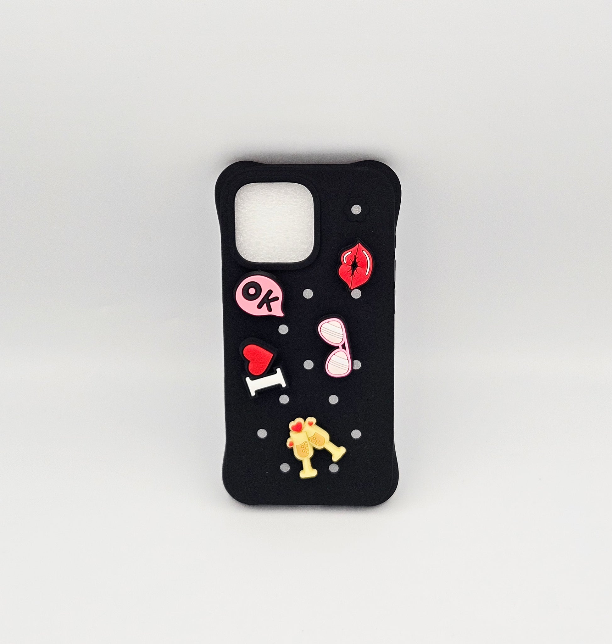 DIY Hole For Charms Silicone Soft Phone Case For 16ProMax