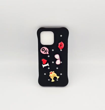 DIY Hole For Charms Silicone Soft Phone Case For 16ProMax