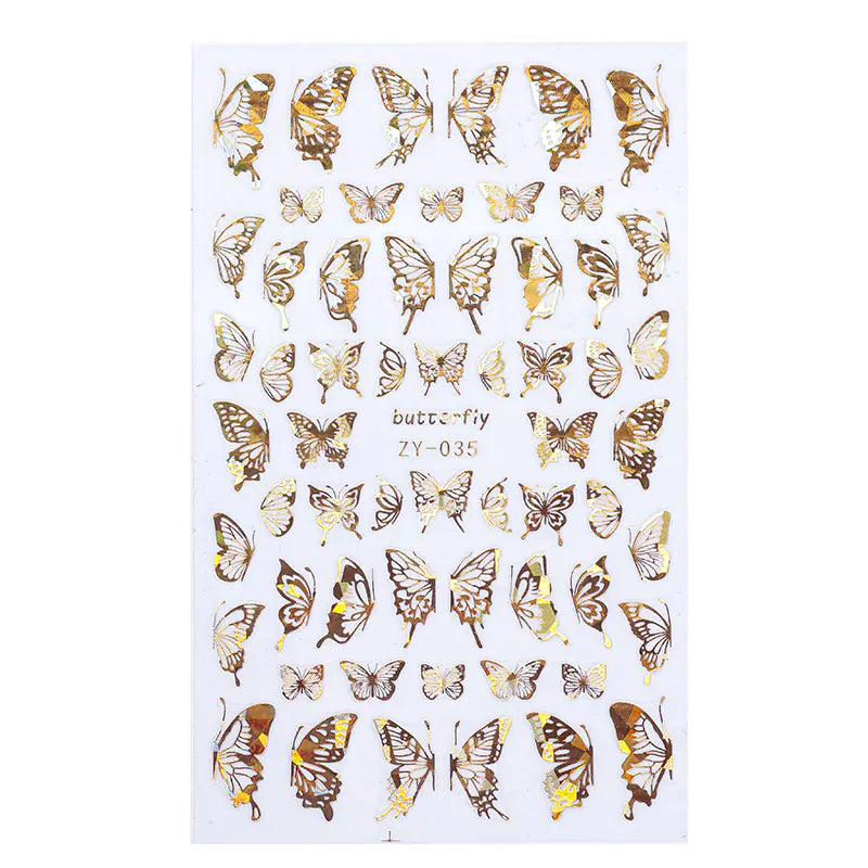 Laser Bronzing Butterfly Nail Stickers