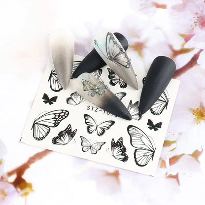 Retro Watercolor Big Butterfly Nail Art Stickers