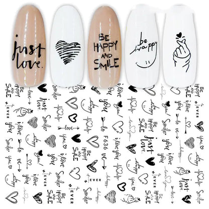 3D Hot Stamping Black & White Nail Stickers Set
