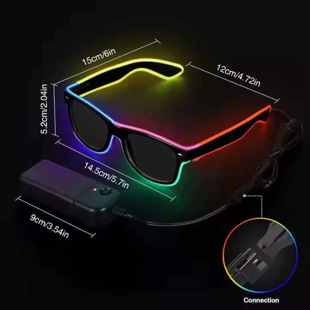 Glow in the Dark Multi-Color LED EL Wire Light-Up Glasses