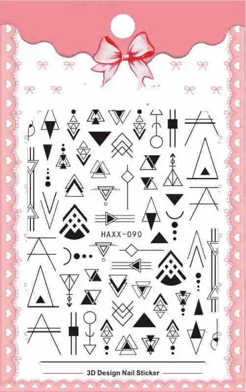 Black Butterfly Nail Stickers with White Flower Design