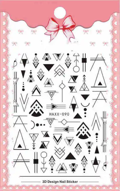 Black Butterfly Nail Stickers with White Flower Design