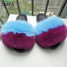 Fox Fur Slippers and Flip Flops for Comfort