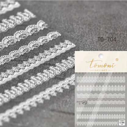Lace Embossed Black and White Nail Decal Stickers