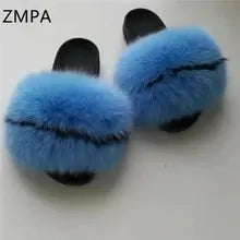 Fox Fur Slippers and Flip Flops for Comfort