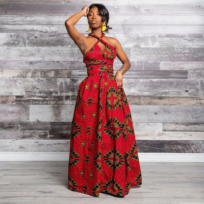 Plus Size African Print Irregular Dress with Versatility