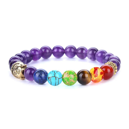 7-Color Amethyst Tiger Eye Natural Lava Stone Bracelet