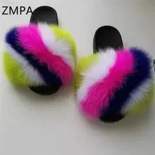 Fox Fur Slippers and Flip Flops for Comfort