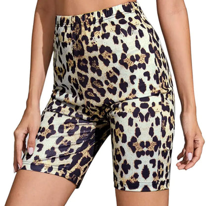 Leopard Print Women's Five-Point Yoga Shorts