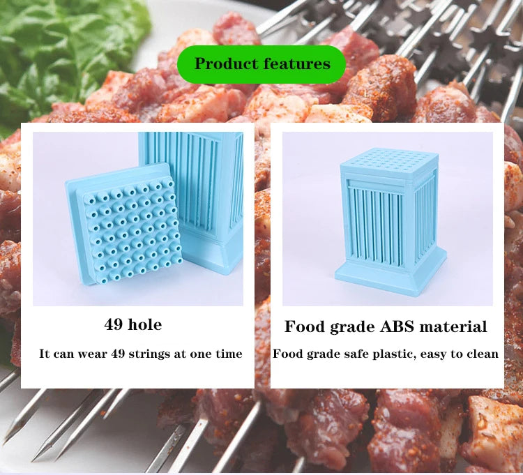 New BBQ Skewer Meat Maker Meat Skewer Tool 49 Holes Kebab Making Box BBQ Grill Food Beef Meat Slicer Kebab Brochette Maker
