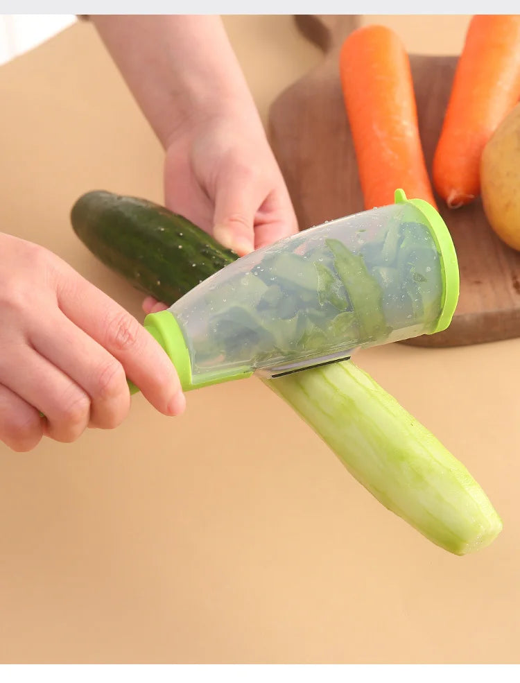 Multifunctional Peeling Knife Storage Type Storage Tube Splash-proof Fruit and Vegetable Peeler Supplies Household Kitchen Tools