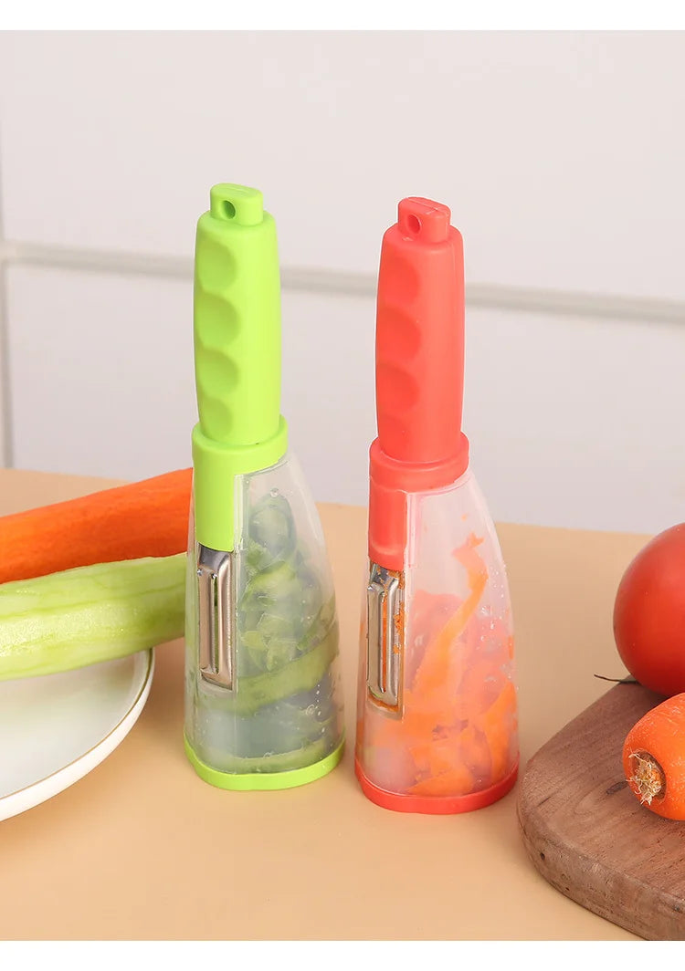 Multifunctional Peeling Knife Storage Type Storage Tube Splash-proof Fruit and Vegetable Peeler Supplies Household Kitchen Tools