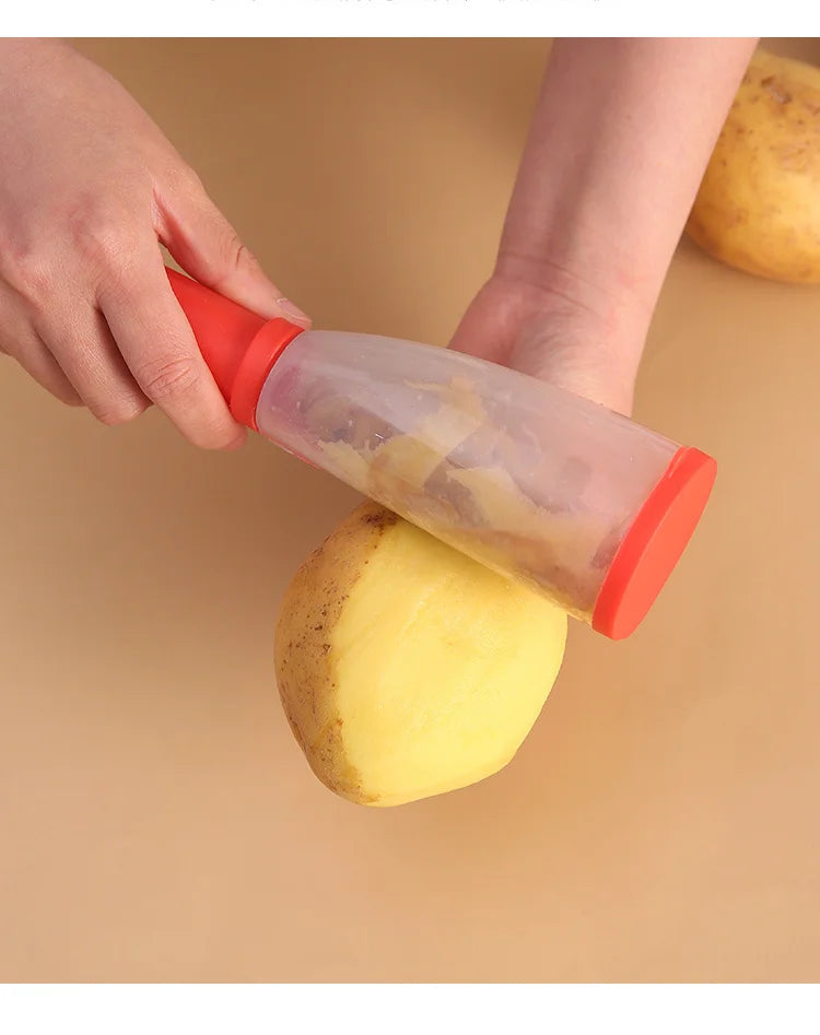 Multifunctional Peeling Knife Storage Type Storage Tube Splash-proof Fruit and Vegetable Peeler Supplies Household Kitchen Tools