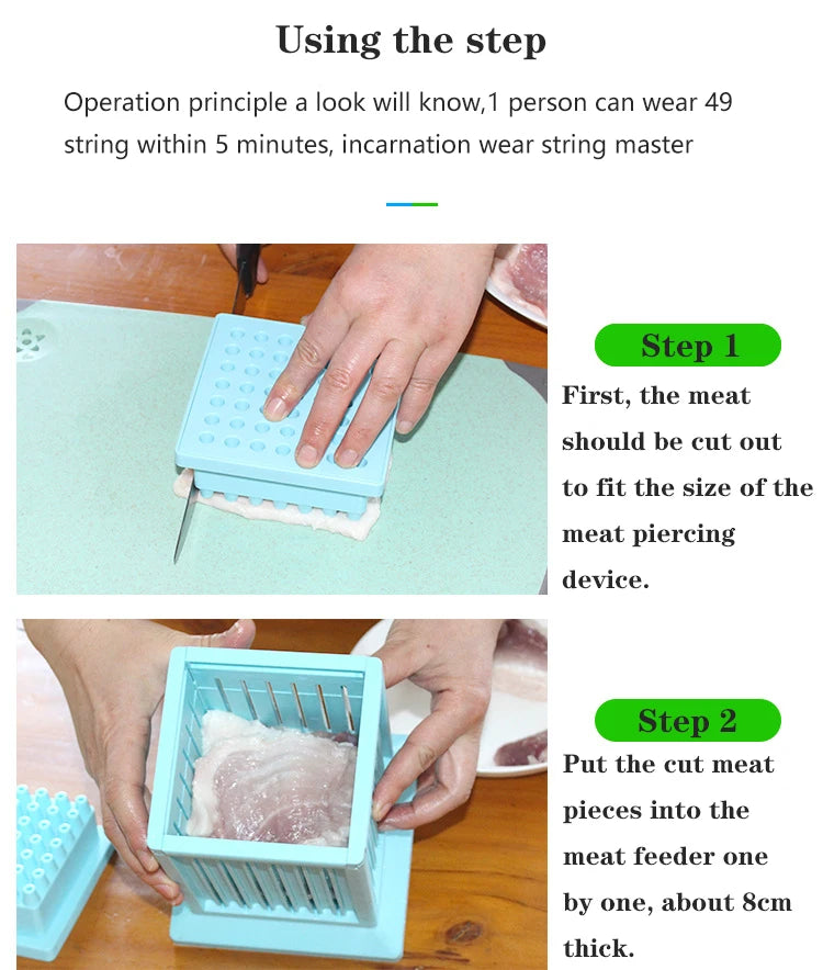 New BBQ Skewer Meat Maker Meat Skewer Tool 49 Holes Kebab Making Box BBQ Grill Food Beef Meat Slicer Kebab Brochette Maker