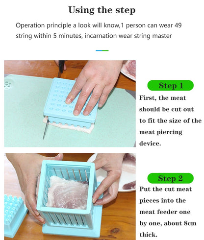 New BBQ Skewer Meat Maker Meat Skewer Tool 49 Holes Kebab Making Box BBQ Grill Food Beef Meat Slicer Kebab Brochette Maker