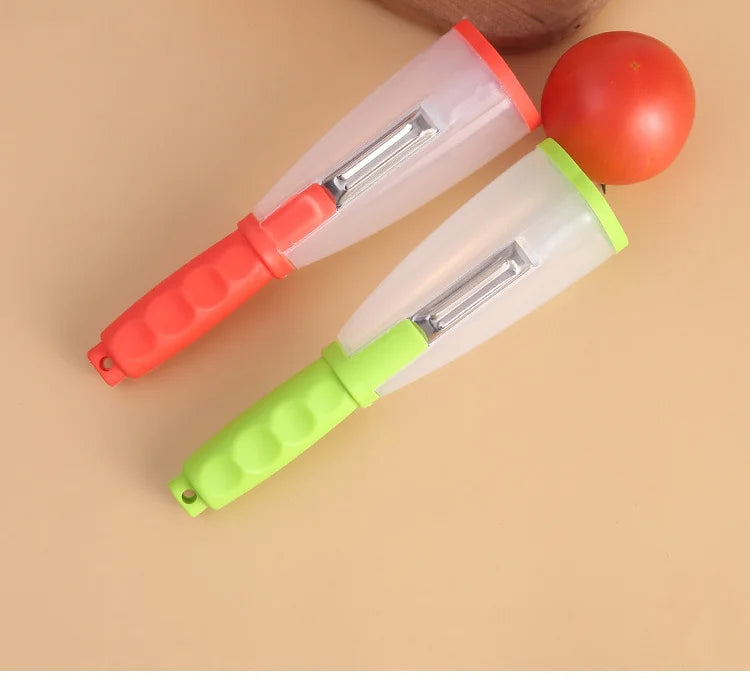 Multifunctional Peeling Knife Storage Type Storage Tube Splash-proof Fruit and Vegetable Peeler Supplies Household Kitchen Tools