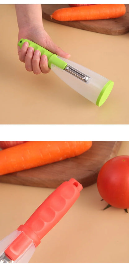 Multifunctional Peeling Knife Storage Type Storage Tube Splash-proof Fruit and Vegetable Peeler Supplies Household Kitchen Tools