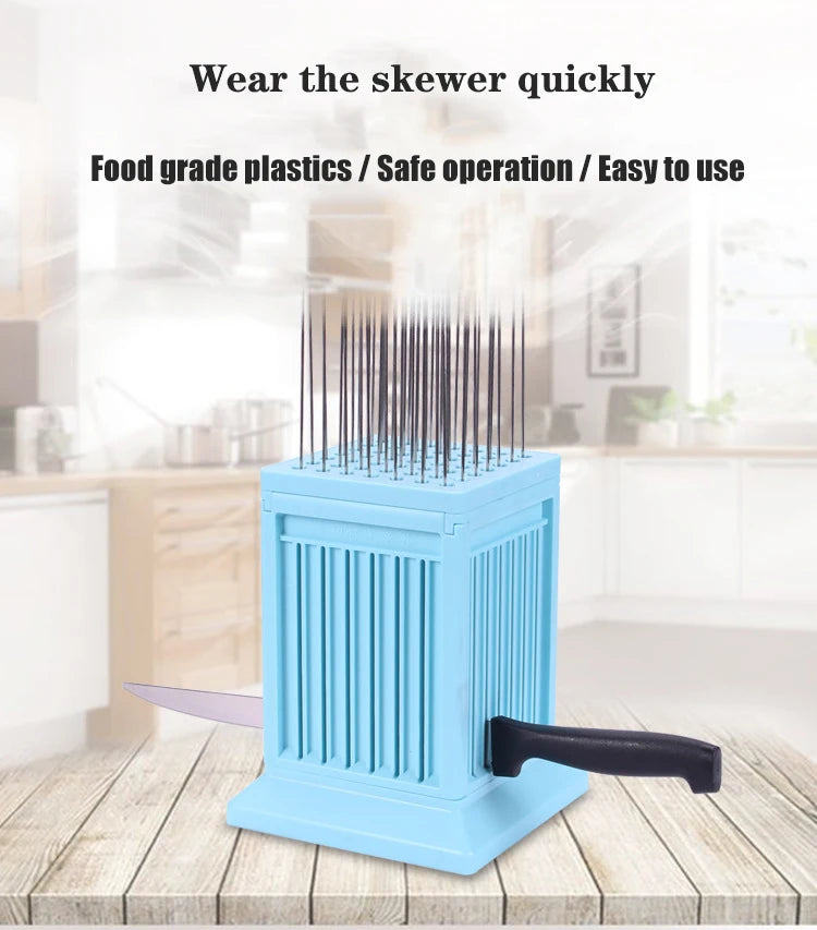 New BBQ Skewer Meat Maker Meat Skewer Tool 49 Holes Kebab Making Box BBQ Grill Food Beef Meat Slicer Kebab Brochette Maker