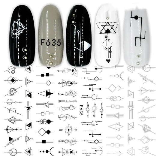 3D Hot Stamping Black & White Nail Stickers Set