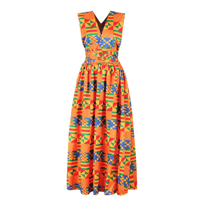 Plus Size African Print Irregular Dress with Versatility