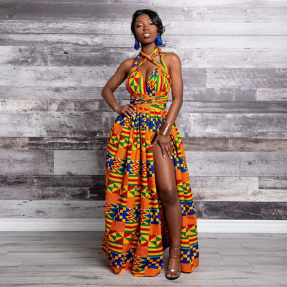 Plus Size African Print Irregular Dress with Versatility