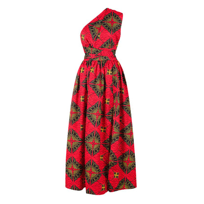 Plus Size African Print Irregular Dress with Versatility
