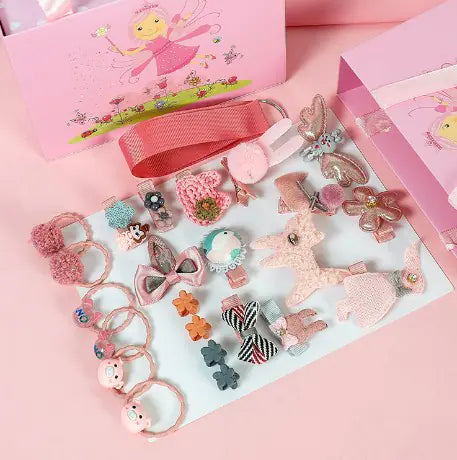 Kids Hair Accessories Gift Set - Clips and Hair Ties
