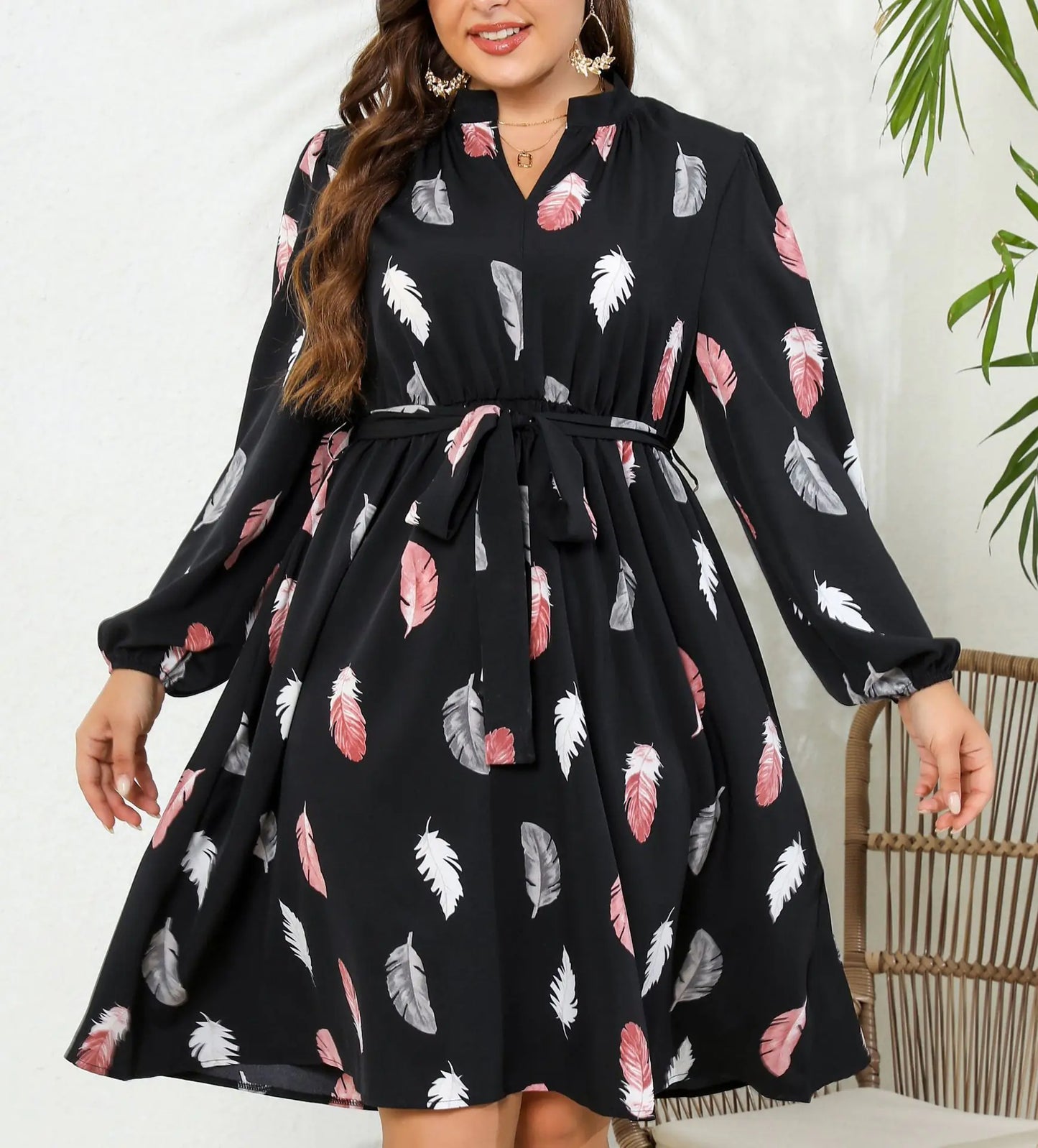 Plus Size African Style Maxi Dress with Ruffle Sleeves