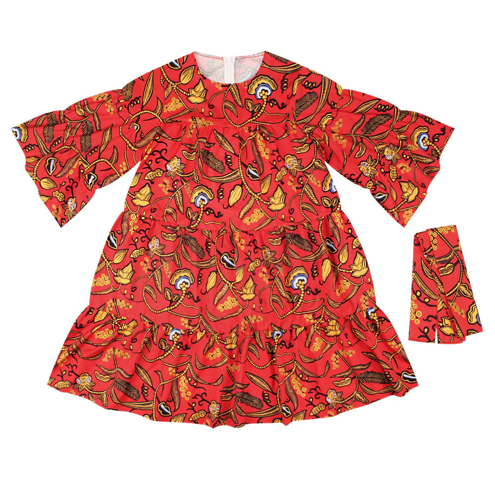 Plus Size African Style Maxi Dress with Ruffle Sleeves