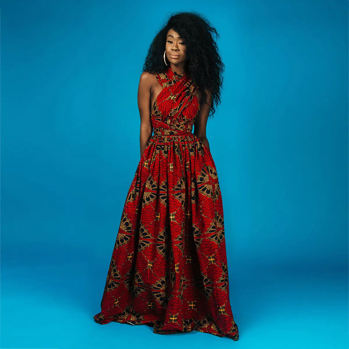 Plus Size African Print Irregular Dress with Versatility