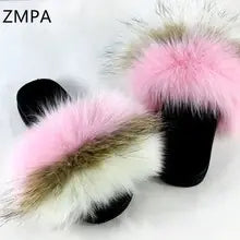 Fox Fur Slippers and Flip Flops for Comfort