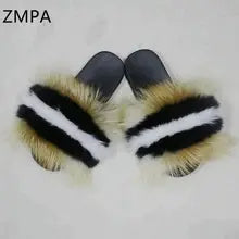 Fox Fur Slippers and Flip Flops for Comfort