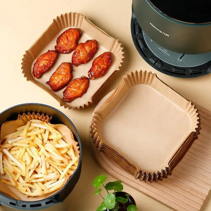 50pcs/set Air Fryer Disposable Paper Parchment Wood Pulp Steamer