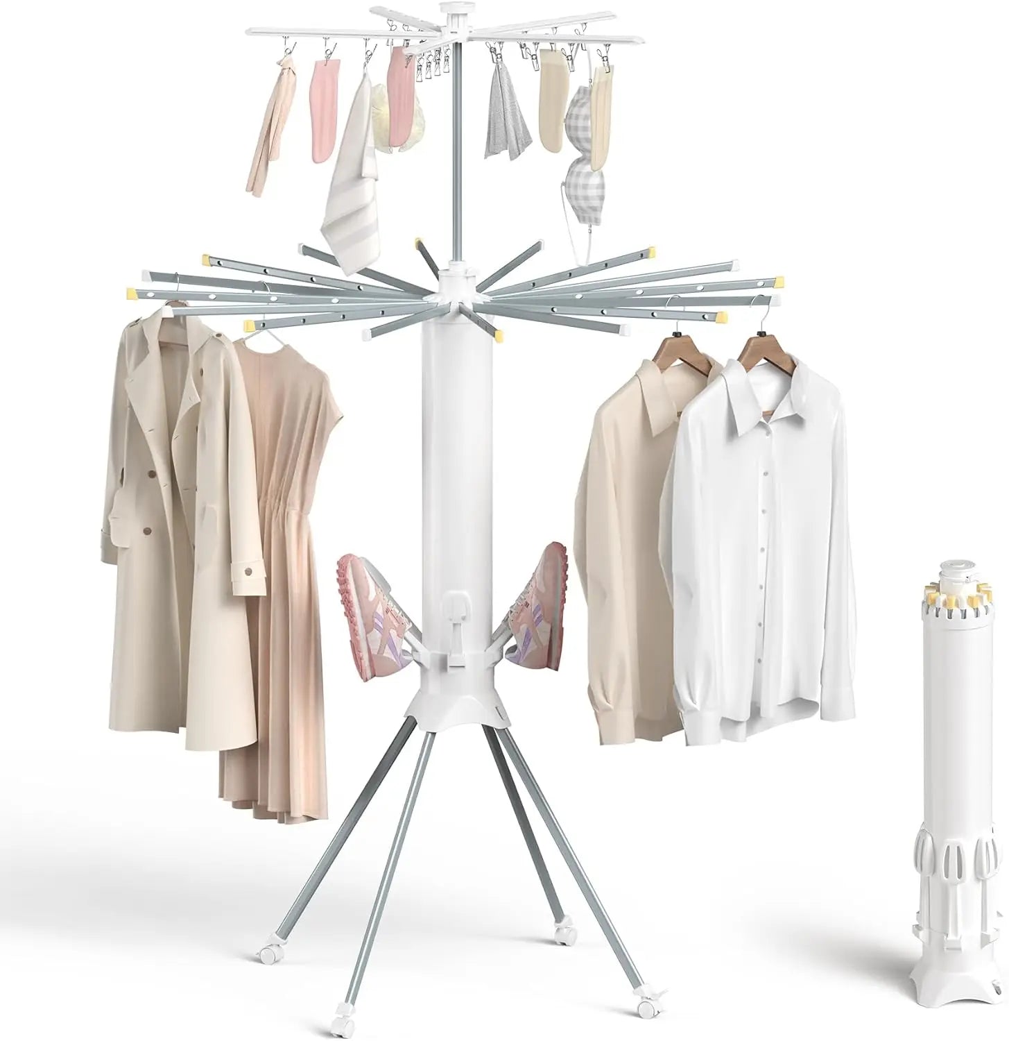 Clothes Drying Rack Foldable, 4-Legged Clothing Rack Laundry Hanger Dr ...