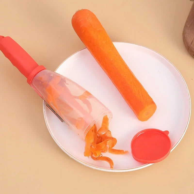 Multifunctional Peeling Knife Storage Type Storage Tube Splash-proof Fruit and Vegetable Peeler Supplies Household Kitchen Tools