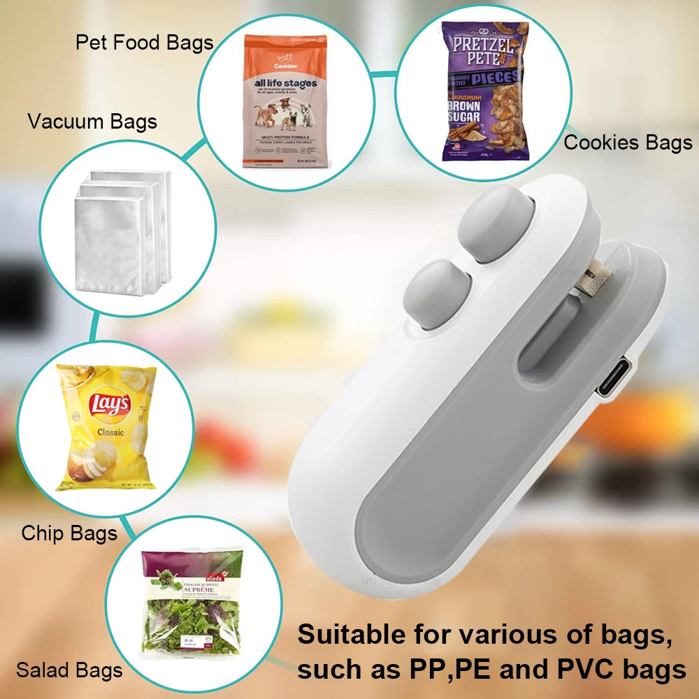 Sealing Machine Rechargable 2 In 1 Bag Mini Heat Sealer Storage Bag