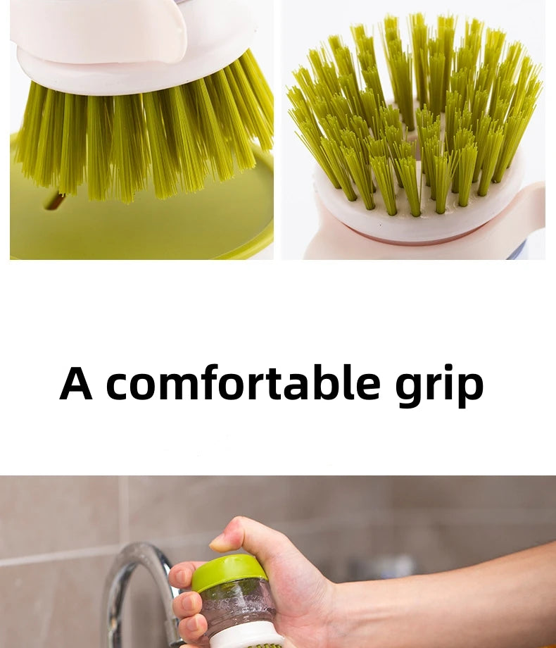 Dish Brush With Soap Dispenser Palm Brush Dish washing Kitchen Scrub Brushes With Holder Drip Tray
