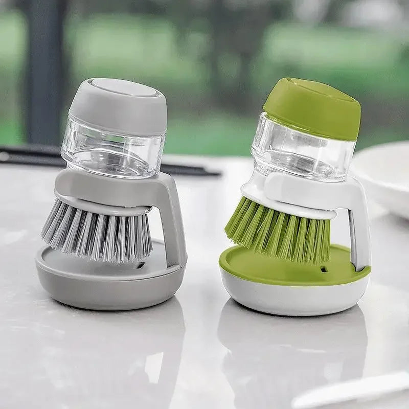 Dish Brush With Soap Dispenser Palm Brush Dish washing Kitchen Scrub Brushes With Holder Drip Tray