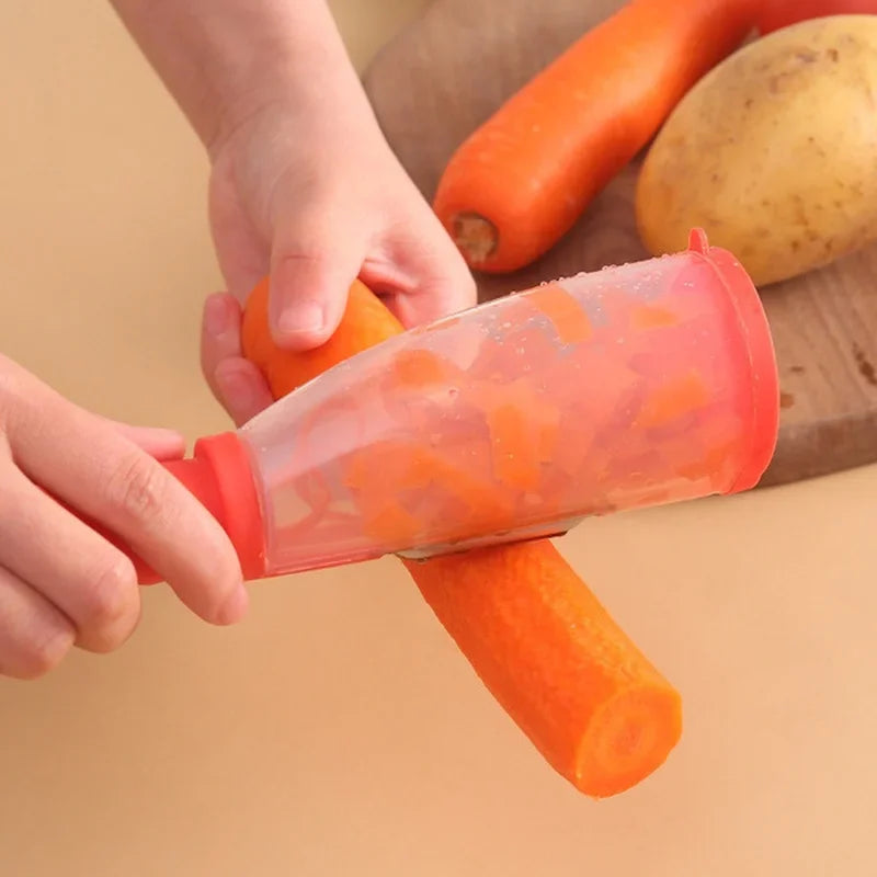 Multifunctional Peeling Knife Storage Type Storage Tube Splash-proof Fruit and Vegetable Peeler Supplies Household Kitchen Tools