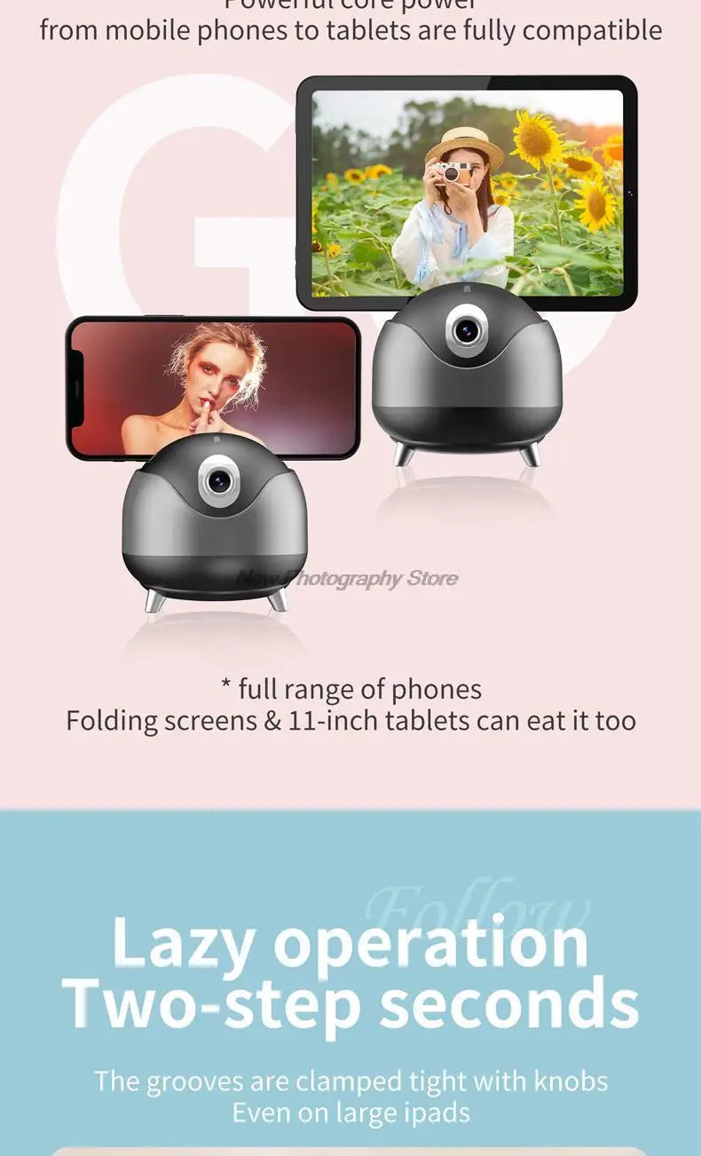 Q8 Auto Face Tracking Gesture Gimbal Stabilizer Phone Tablet Tracking Holder 360 Rotation Selfie For Vlog Live video streaming