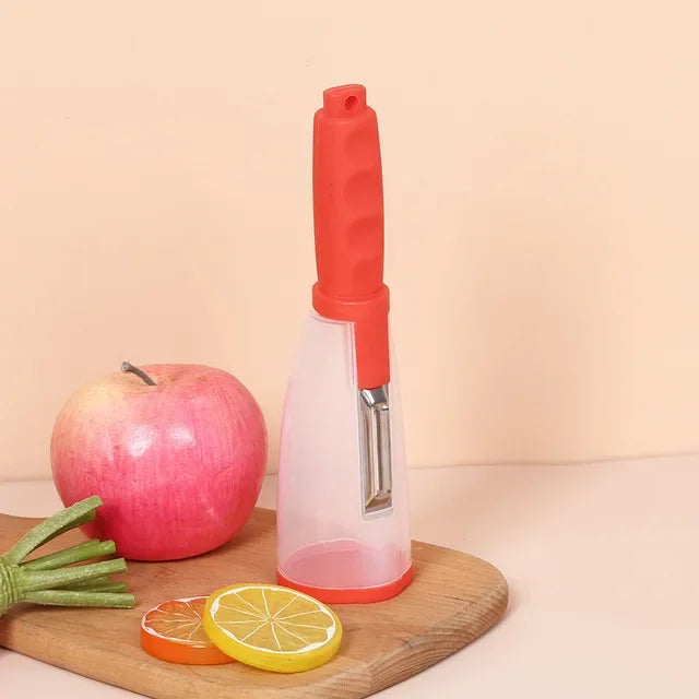 Multifunctional Peeling Knife Storage Type Storage Tube Splash-proof Fruit and Vegetable Peeler Supplies Household Kitchen Tools
